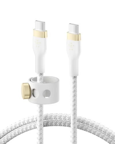 Miniatura 12 de Belkin BoostCharge Pro Flex Cable de Carga USB-C a USB-C Trenzado (2M/6.6 pies), Cable de Carga Rápida USB-IF para iPhone Serie 16, MacBook Pro