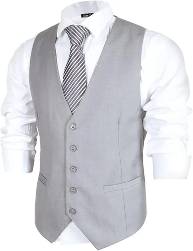 Miniatura 2 de Alizeal Chaleco clásico de color sólido para hombre, chaleco de esmoquin de ajuste regular para boda