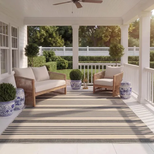 Miniatura 121 de SAFAVIEH Courtyard Collection - Alfombra decorativa, 2.3 x 5 pies, beige y verde oscuro, para interior/exterior, resistente a la intemperie
