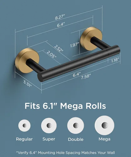 Miniatura 27 de FORIOUS Soporte de pared para papel higiénico, soporte de rollo de papel higiénico de doble poste giratorio de acero inoxidable para baño, Blanco