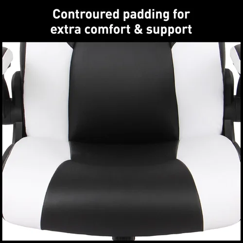 Miniatura 5 de Realspace RS Gaming™ RGX - Silla de oficina para juegos de piel sintética con respaldo alto, color negro/blanco, compatible con BIFMA