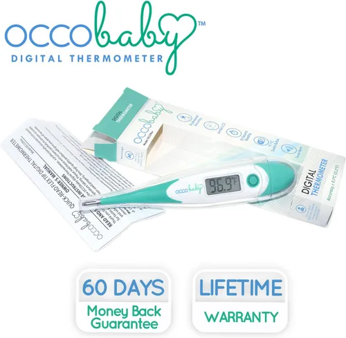 Miniatura 4 de OCCObaby Termómetro clínico digital para bebé, LCD, punta flexible, 10 segundos de lectura rápida y precisa para fiebre rectal uso oral y axilas