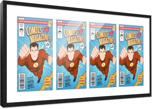 Miniatura 39 de Poster Palooza Marco de cómic con paspartú para 1 cómic de la Edad de Bronce publicado entre 1970 y 1985, marco de cómic negro para cómic de 7.25 x