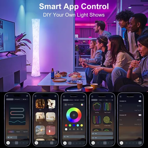 Miniatura 6 de WORLD WIN Lámpara de pie, lámpara de esquina LED RGB inteligente de 61'' con sincronización de música y 16 millones de colores DIY, 3 temperaturas