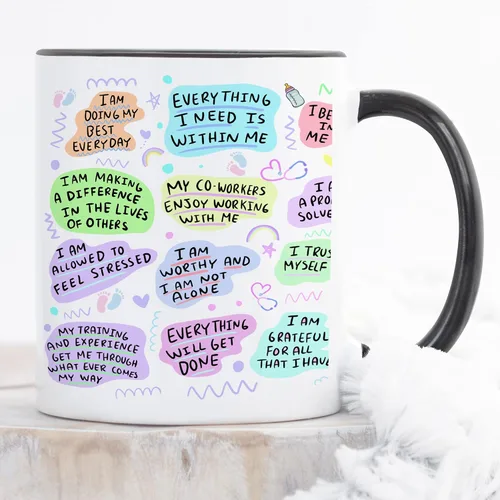 Miniatura 4 de YouNique Designs NICU - Taza de café portátil de 11 onzas, afirmaciones diarias, regalos de enfermera de la UCIN, taza de enfermera de cuidados