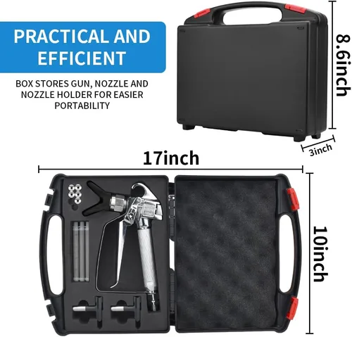 Miniatura 2 de Kit de pistola pulverizadora de pintura sin aire con protector de punta y 5 puntas, pistola pulverizadora de pintura sin aire de 3600 PSI y 5 piezas