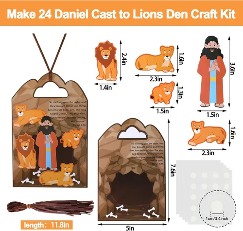 Miniatura 2 de Syhood Juego de 24 piezas de manualidades Daniel y la fosa de los leones, kit de manualidades religiosas para escuelas dominicales, VBS