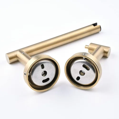 Miniatura 7 de Soporte de papel higiénico dorado cepillado para baño, soporte de rollo de papel higiénico giratorio de doble poste, soporte de TP desmontable
