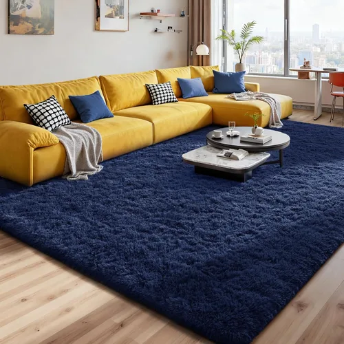 Miniatura 9 de Alfombras suaves para dormitorio, sala de estar, alfombra mullida de felpa de 9 x 11 pies, alfombra peluda que no desprende para guardería