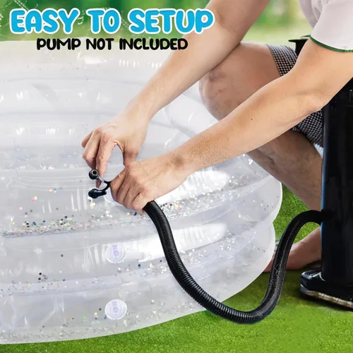 Miniatura 3 de ArtCreativity Piscina inflable brillante para niños de 34 x 10 pulgadas, 3 niveles, piscina inflable transparente con purpurina plateada, fácil