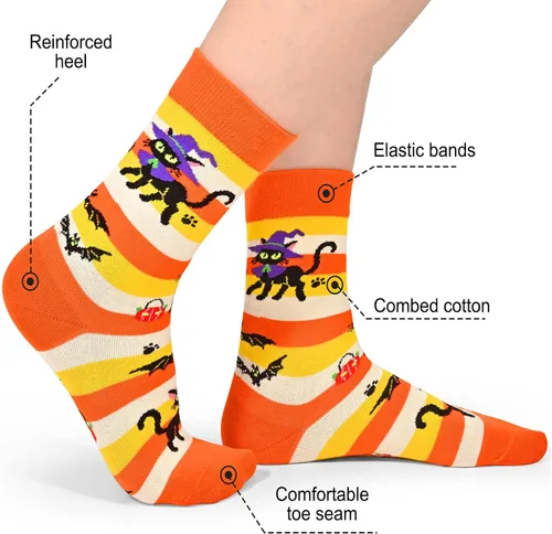Miniatura 3 de Dsia Zamur Calcetines para niños y niñas, paquete de 4 a 6 unidades + caja de regalo, novedosos calcetines de pantorrilla coloridos para niños de 2
