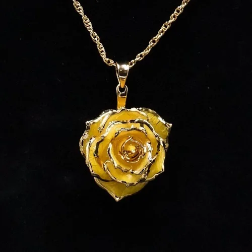 Miniatura 5 de Eternal Rose Collar - Collar con colgante de rosa sumergida en oro de 24 quilates para mujer - Regalo para ella