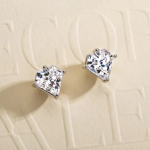 Miniatura 2 de 3cttw-6cttw Cubic Zirconia Stud Earrings 5A Grade CZ Diamond Shaped Earrings for Women Men
