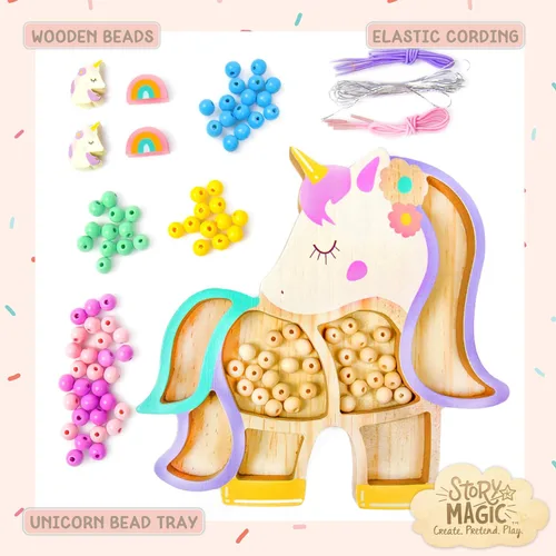 Miniatura 2 de Juego de Cuentas de Unicornio Story Magic de Horizon Group USA, Crea Tus Propias Joyas Mágicas con Cuentas, Incluye Más de 100 Cuentas de Madera