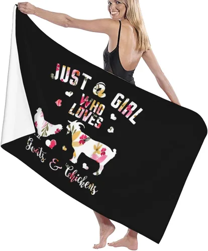 Miniatura 4 de Just A Girl Who Loves Goats Chickens - Toalla de playa absorbente para baño, toallas de playa de gran tamaño, súper 32 x 52 pulgadas