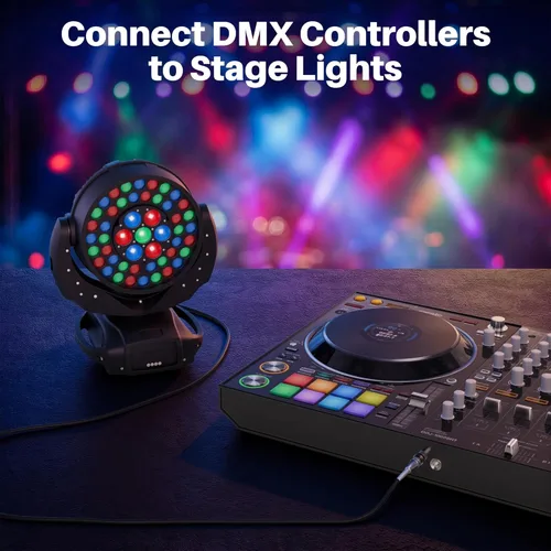 Miniatura 6 de Paquete de 4 cables de iluminación de escenario DMX de 10 pies, cable XLR macho a hembra de 3 pines, compatible con conexión de audio de micrófono