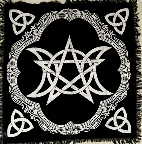 Miniatura 12 de CRAFT KALA Tela de altar planetas espirituales, estrellas rituales y galaxia, hermoso sistema solar, sistema solar, oro y plata, 24 x 24 pulgadas