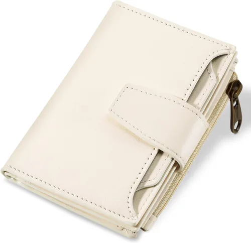 Miniatura 12 de Airkit Cartera para mujer, pequeña cartera de cuero para mujer, plegable, compacta, con bloqueo RFID, tarjetero de crédito, mini bolso de viaje