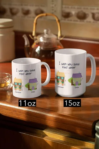 Miniatura 2 de Taza de viaje con nombres personalizados de larga distancia con texto en inglés "I Wish You Lived Next Door, Next to me, Besties Friends