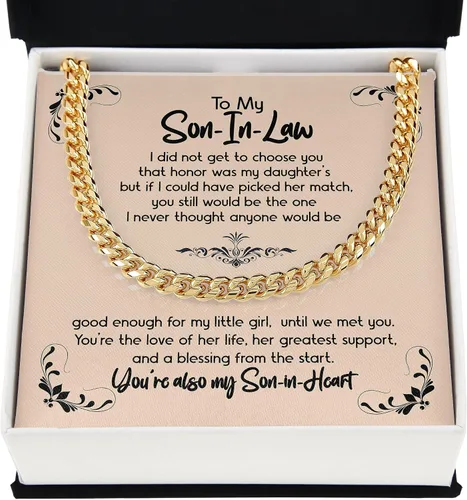 Miniatura 6 de Collar de cadena cubana para yerno, regalo para él, futuro hijo en la ley, regalo de cumpleaños en el día de la boda, regalo sentimental para hijo