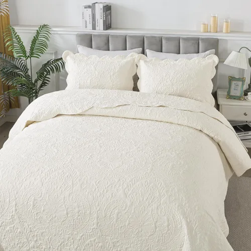 Miniatura 206 de HoneiLife - Juego de colcha de tamaño Queen, juego de ropa de cama de pana bordada de 3 piezas, colcha de lujo, ligera, cálida, para todas las Pana