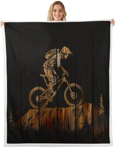 Miniatura 12 de Golf Fleece Blanket,Vintage Sports Game Golf Club Player Silhouette Bed Blanket for Adults Teens,Rustic Lake House Boating Beige Black Room