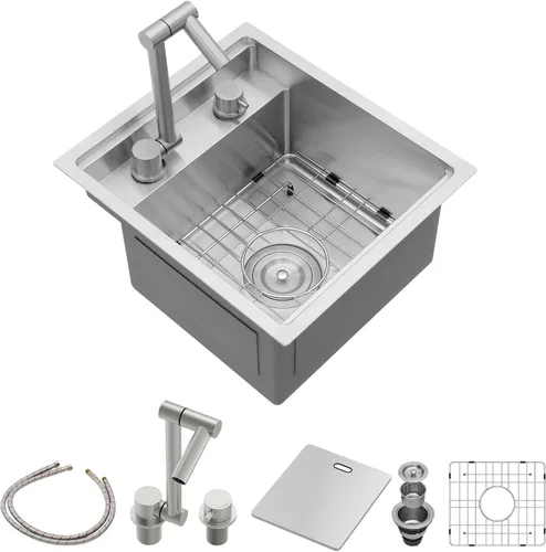 Miniatura 31 de Sarlai - Fregadero de cocina, de 30 x 18 pulgadas, empotrado, simple, de acero inoxidable calibre 16