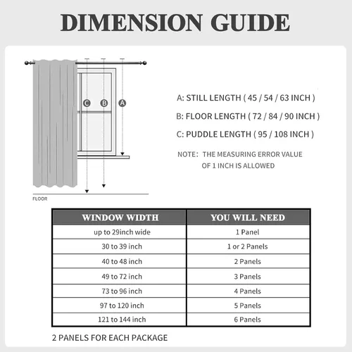 Miniatura 7 de WRENSONGE Cortinas opacas para dormitorio, cortinas opacas negras de 63 pulgadas de largo para sala de estar, ventanas, cocina, habitación, cortinas