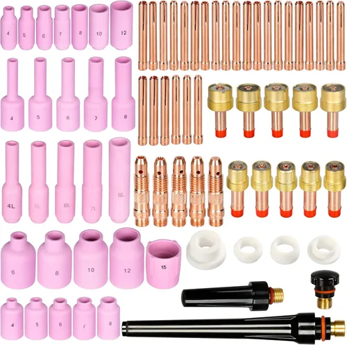 Miniatura 10 de 68 unids TIG Antorcha Consumibles Accesorios KIT para Antorcha de Soldadura TIG PTA DB SR WP 17 18 26 Tapa Trasera/Cuerpo Collet/Boquilla de Alúmina