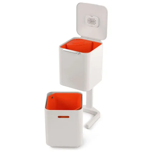 Miniatura 22 de Joseph Joseph Totem Max 60 litros/15.85 galones, recipiente de separación y reciclaje de desechos de cocina con filtro de olor y recipiente Negro