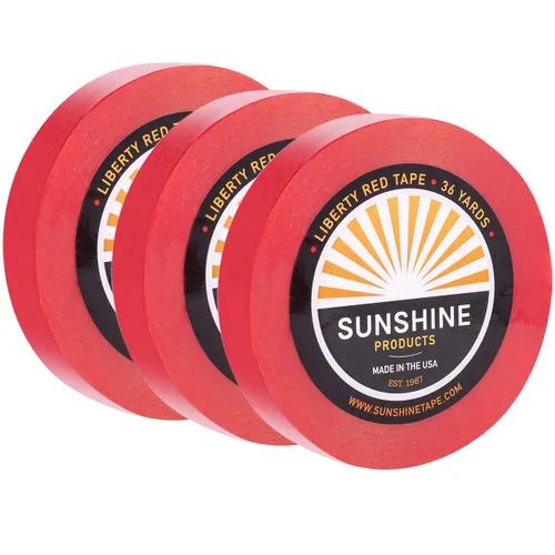 Sunshine Tape Paquete de 3 rollos de cinta adhesiva para peluca, color rojo libertad, 1 pulgada x 36 yardas, doble cara, grado médico, cinta de tupé