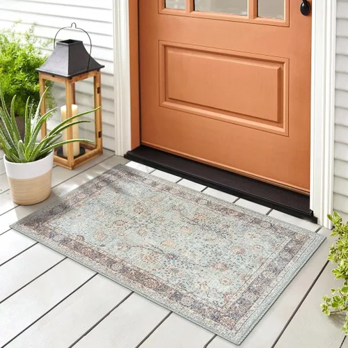 Miniatura 40 de GLN Rugs Traditional Collection - Alfombra de felpilla lavable a máquina, tradicional, antideslizante, alfombra de felpilla de pelo bajo, para sala