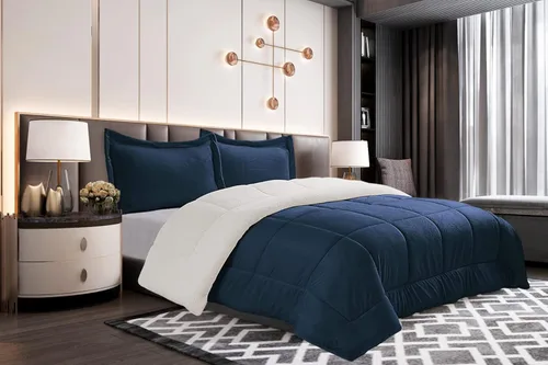Miniatura 3 de Elegant Comfort Juego de edredón sherpa ultra afelpado de 3 piezas, color sólido y esponjoso, reverso sherpa, apto para todas las estaciones