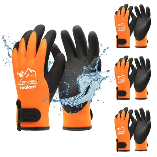 Miniatura 44 de Guantes impermeables para hombres y mujeres, guantes para congelador con agarre, doble recubrimiento de nitrilo para repelente extremo al aceite