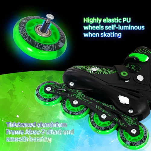 Miniatura 4 de Nattork Patines en línea ajustables para niños con ruedas de poliuretano flash, divertidos patines en línea con ruedas iluminadas, para edades de 4