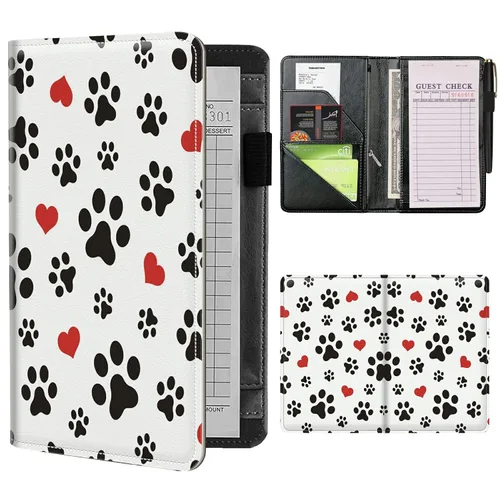 Miniatura 14 de Libros de mesero para camarera con bolsillo con cremallera, lindo esqueleto de baile, almohadillas de cuero para servidor, organizador de meseros