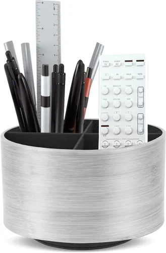 Miniatura 91 de Organizador Redondo de Cuero para Suministros de Arte, Soporte para Control Remoto, Rotación de 360 Grados, Soporte Multifuncional para Lápices