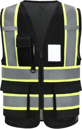 Miniatura 16 de A-SAFETY Chaleco de malla de alta visibilidad, chaleco ligero reflectante de construcción con bolsillos, chaleco de seguridad para hombres y mujeres