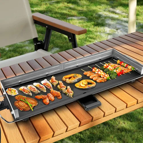 Miniatura 5 de AEWHALE Parrilla eléctrica antiadherente extra grande de 35 pulgadas, parrilla Teppanyaki BBQ para interiores y exteriores, con temperatura