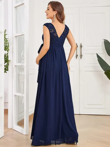 Miniatura 2 de Ever-Pretty Vestido largo de maternidad con cuello en V y manga casquillo para mujer 20884