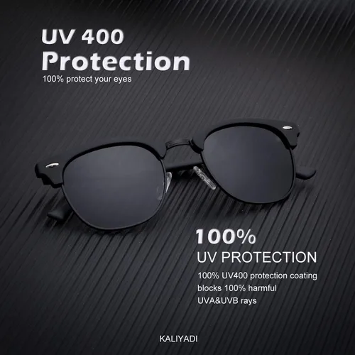 Miniatura 2 de KALIYADI - Gafas de sol polarizadas para hombres y mujeres unisex, marco semirretráctil, estilo retro, para conducir, con bloqueo UV