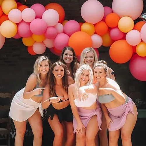 Miniatura 8 de Kit de arco de guirnalda de globos rosados, kit de arco de globos de color rosa, amarillo y naranja, globos de látex para fiesta de cumpleaños, baby