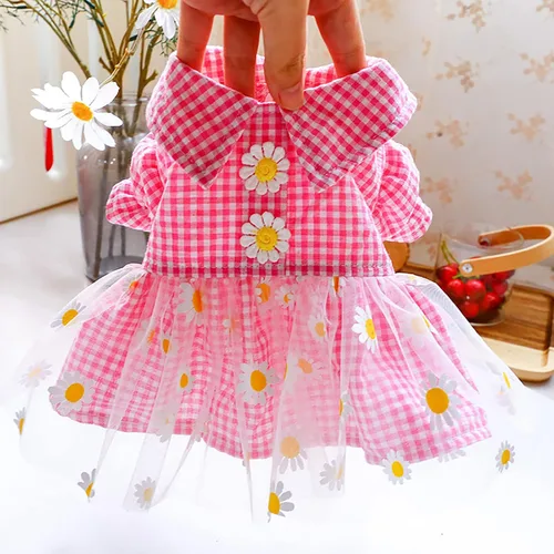 Miniatura 4 de Ropa para perro, vestido floral para perros pequeños, niña, de verano, lindo vestido de princesa con lazo, Yorkies Chihuahua, ligero, transpirable