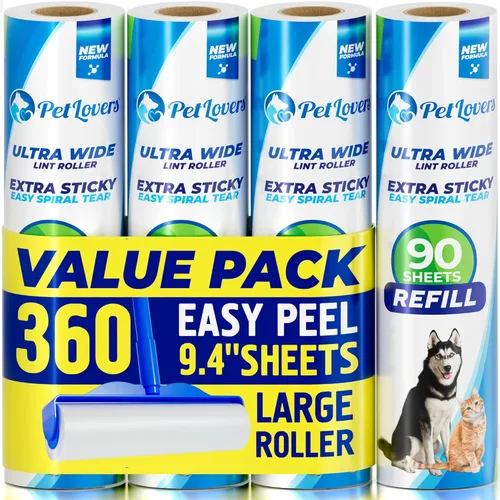 Miniatura 10 de PetLovers Rodillo de pelusa grande de 6.3 pulgadas para pelo de mascotas extra pegajoso, 270 hojas, ideal para eliminar el pelo de mascotas