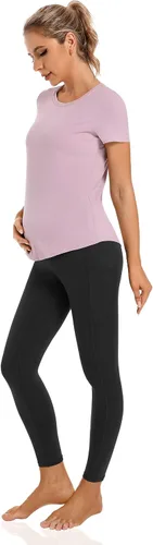 Miniatura 5 de Foucome Leggings de maternidad para mujer con bolsillos sobre el vientre, leggings de entrenamiento para yoga, pantalones de trabajo activo