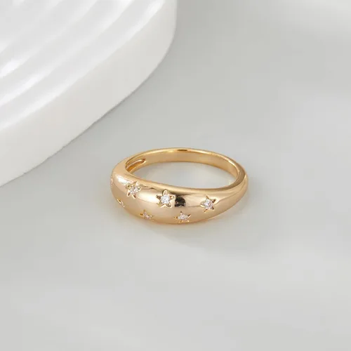 Miniatura 4 de Anillos de oro para mujer, anillo de estrella de croissant chapado en oro de moda, apilable, anillos de declaración, joyería para adolescentes