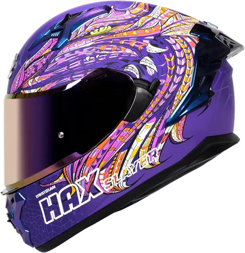Miniatura 4 de HAX Obsidian Pro Full Face Dual Visor Adult Motorcycle Helmet for Motorbike Street Bike with Pinlock Ready DOT Approved Obsidian Pro Slayer Púrpura