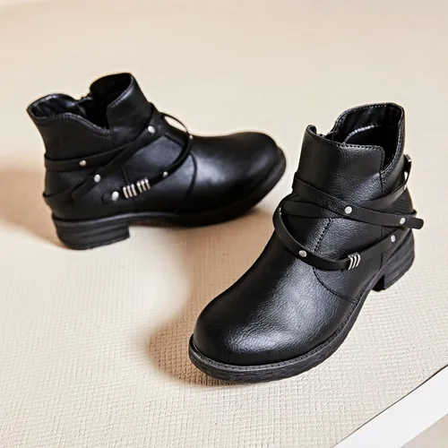 Miniatura 4 de Ataiwee Women's Wide Width Ankle Boots, Chunky Heel Side Zipper Fashion Slip On Short Booties.