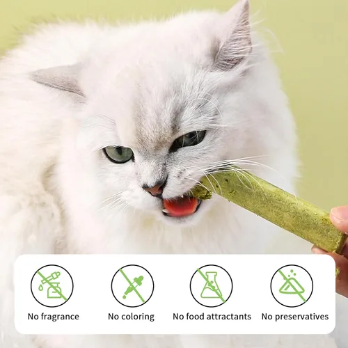 Miniatura 5 de Meowly Palitos de hierba de gato de 3.88 oz para gatos, palitos de hierba natural con sabor a pollo para limpieza de dientes y remedio para bolas