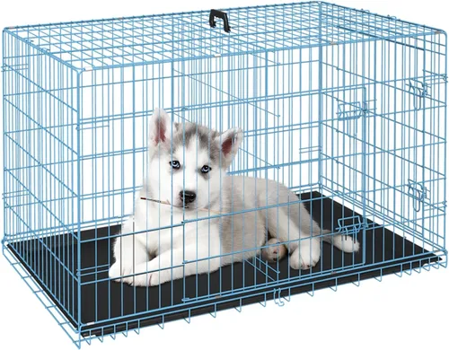 Miniatura 37 de FDW Jaula para perros con doble puerta, jaula plegable de alambre de metal de 36 pulgadas con bandeja extraíble y panel divisor, jaula para mascotas